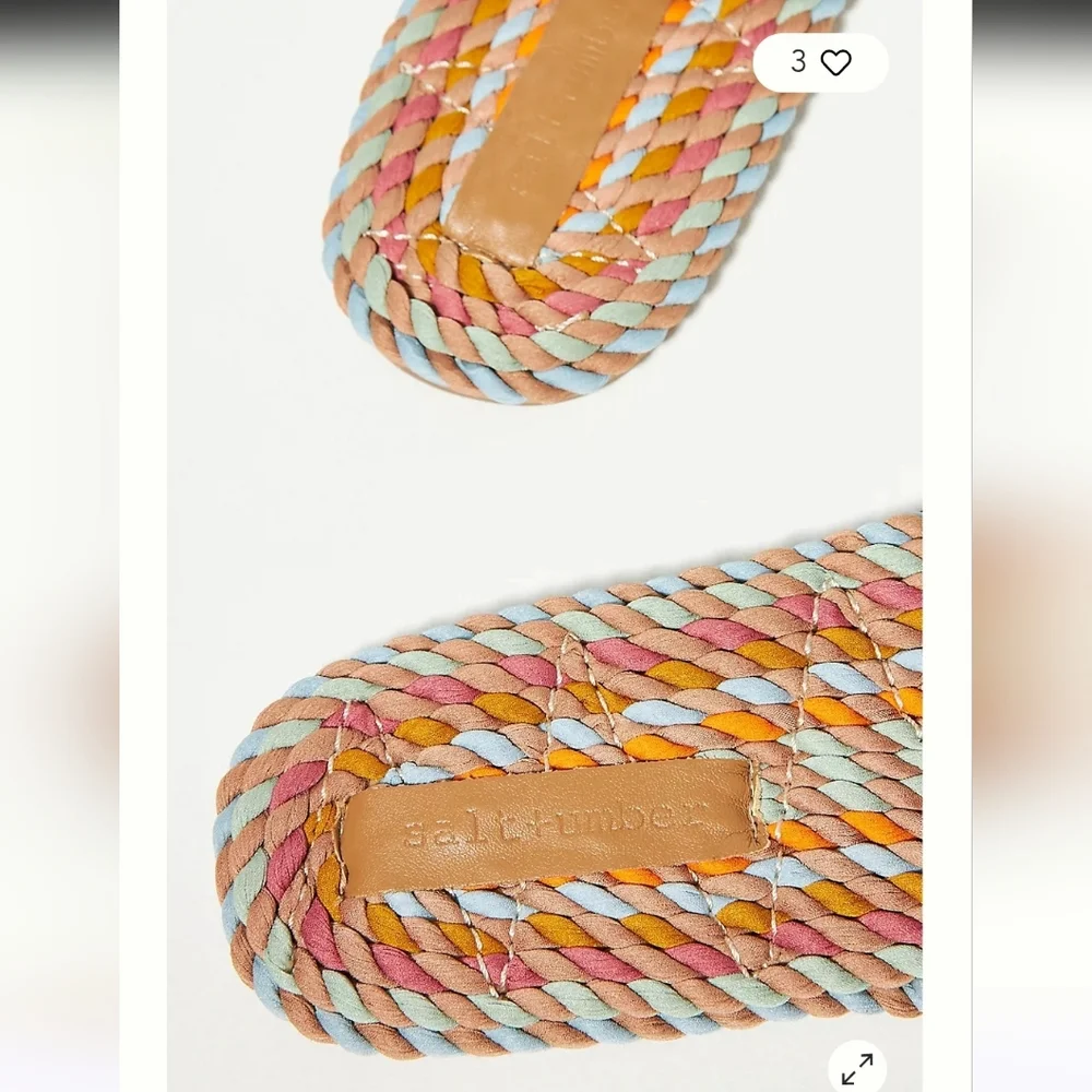 Anthropologie Multicolor Braided Slide Sandals - Coral, Blue, Yellow